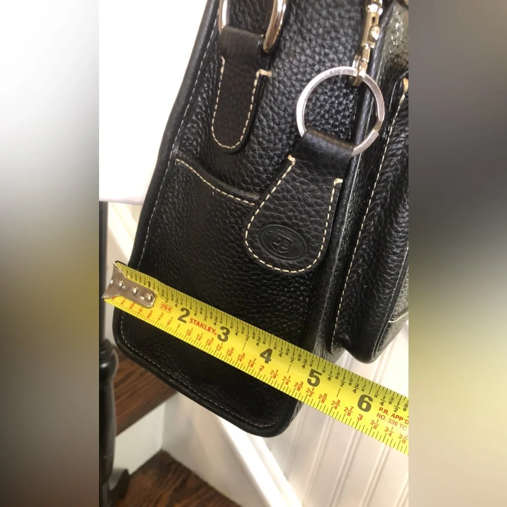 MDOONEY BOURKE Black Tumbled Leather Laptop Briefcase Work Bag w/ Shoulder Strap
